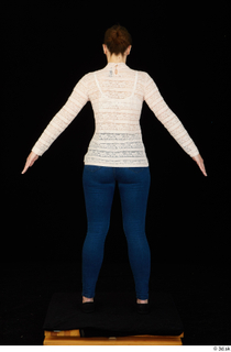 Ellie Springlare black sneakers blue jeans dressed long sleeve shirt pink turtleneck standing whole body 0013.jpg